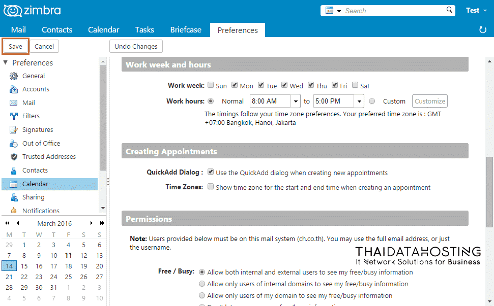 calendar zimbra mail